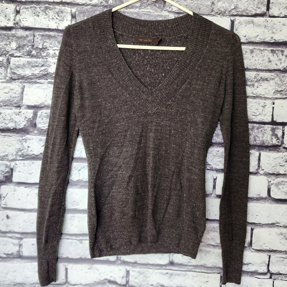 Vintage y2k The Limited Gray V Neck Sweater - M